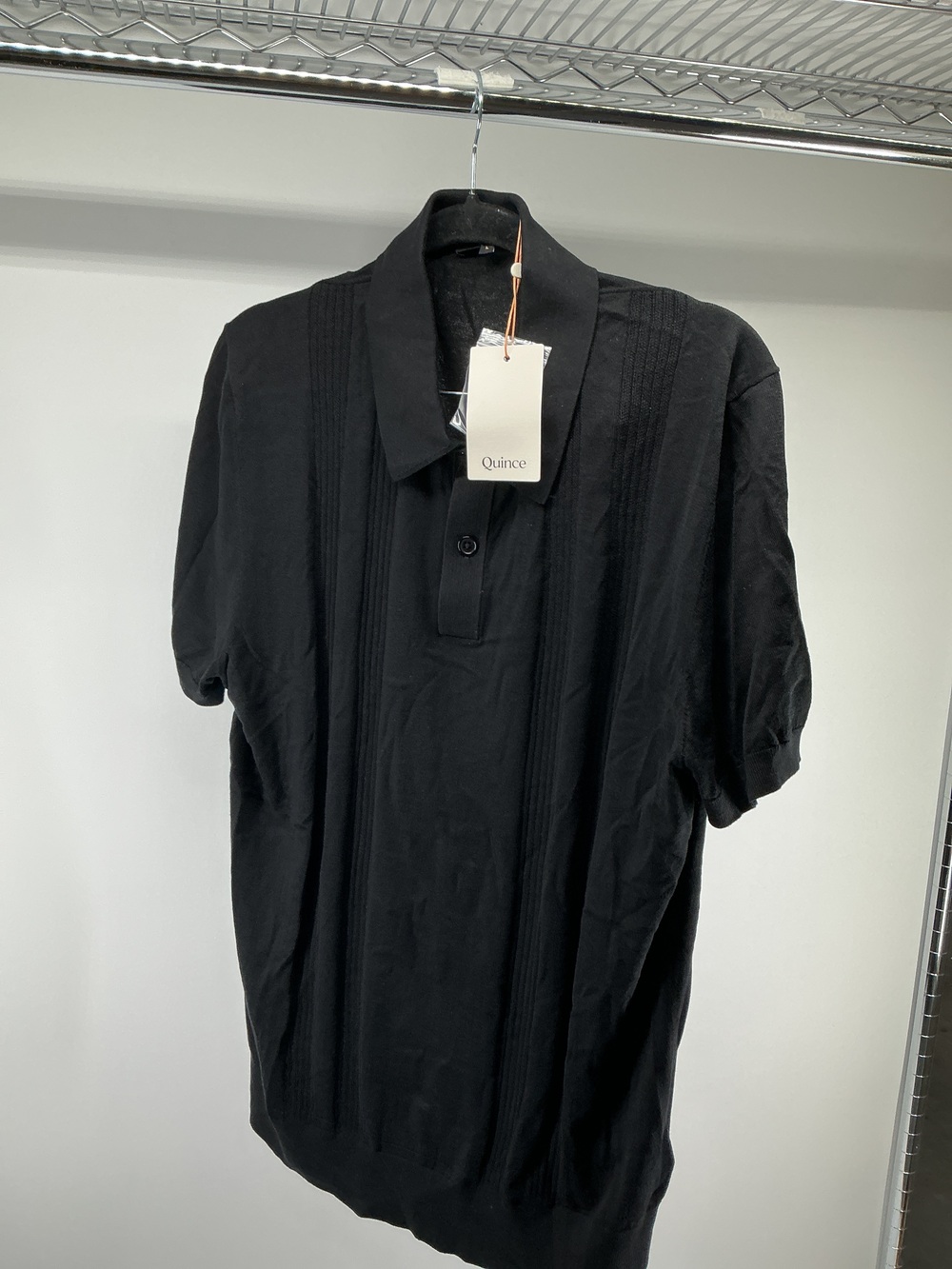 Cotton-Silk Ribbed Short Sleeve Sweater Polo